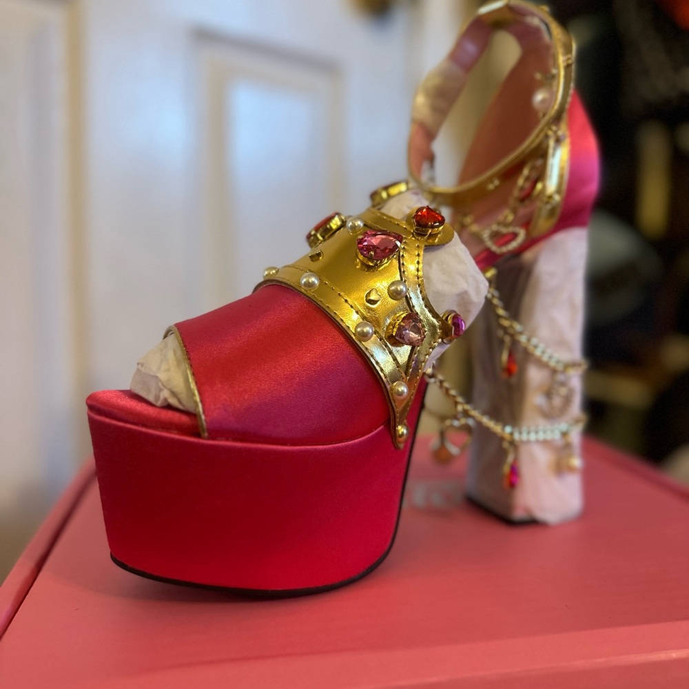 *NWT* Dolls Kill Sugar Thrillz Rubine Crowned Charmer Platform Heels Women’s 9 - Picture 6 of 8